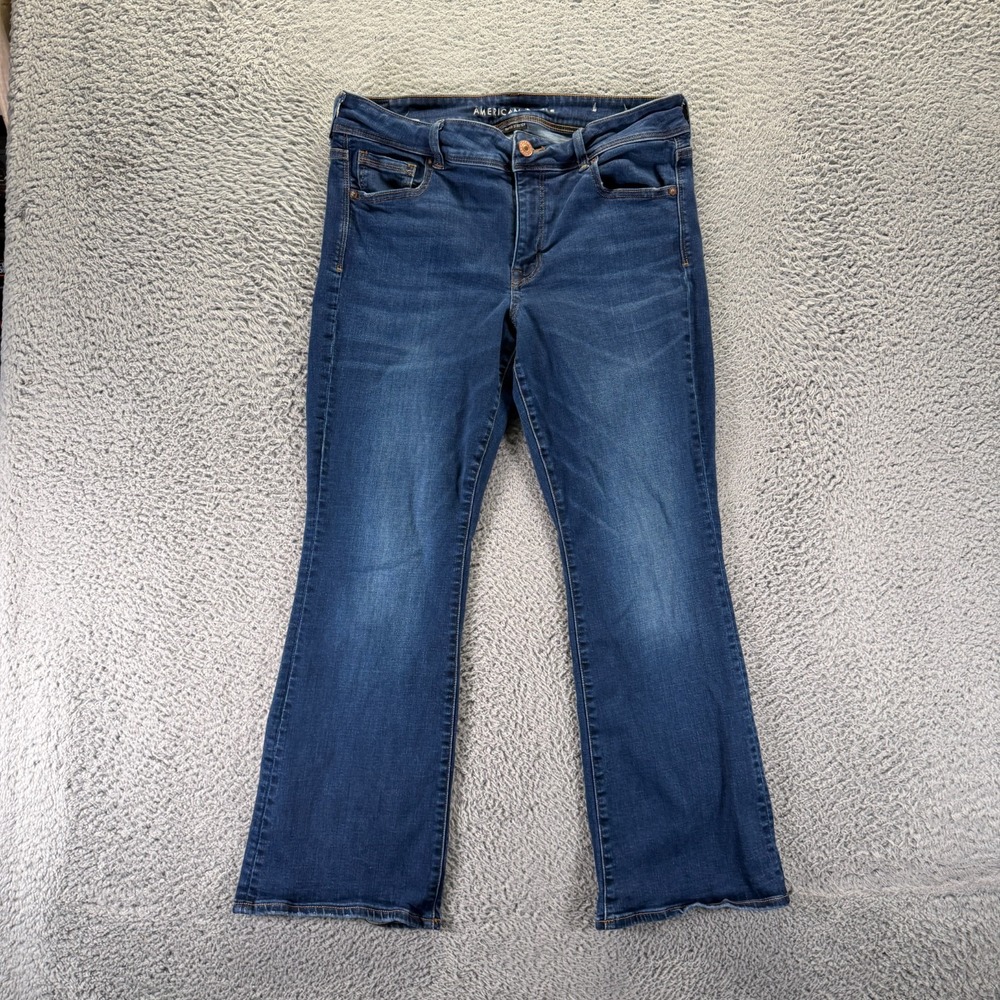 American Eagle Outfitters Kick Jeans Women 33x29 Blue Cotton Denim Bootcut Faded